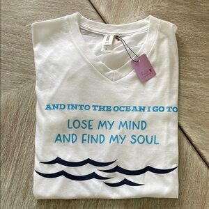 Tultex White Tee with Blue Print